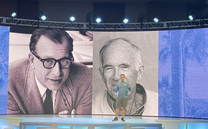 Court Lykins speaking on stage